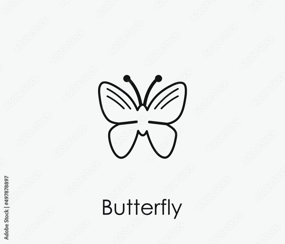 Poster butterfly vector icon. editable stroke. symbol in line art style for design, presentation, website o