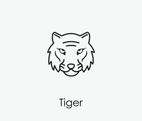 Tiger vector icon. Editable stroke. Symbol in Line Art Style for Design, Presentation, Website or Apps Elements, Logo. Pixel vector graphics - Vector