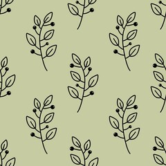 Floral seamless leaves branches pattern for fabrics and packaging and gifts and linens and kids and wrapping paper