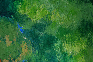 Abstract background closeup of a painting with brushstrokes. Rough art paint smear. Large multicolor spots of brush strokes and palette knife on the canvas