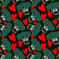 Kids seamless broccoli pattern for textiles and packaging and gifts and cards and linens and wrapping paper
