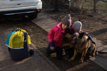 Ukrainian refugees escaping to Europe during russian war