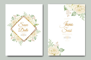 Naklejka na ściany i meble wedding invitation card with floral watercolor