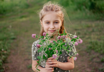 Preteen girl on the nature