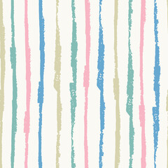 Seamless repeating pattern with hand drawn multicolored uneven stripes with ragged edges for surface design and other design projects