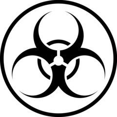 Biohazard symbol warning sign. Toxic contagious bio waste. Biological weapon vector icon isolated
