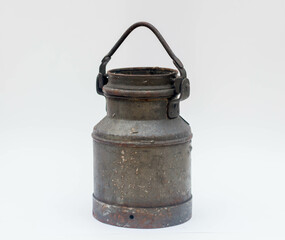 Vintage metal milk  jug isolated