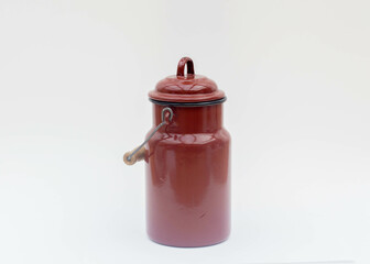 Vintage brown metal milk  jug isolated