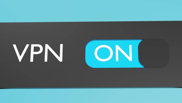 Turn on VPN button, slider. Virtual Private Network. Secure internet connection. Blocking bypass.