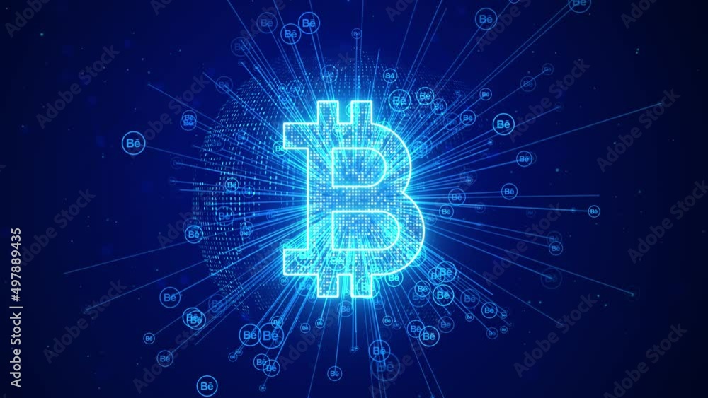 Poster bitcoin blockchain crypto currency digital encryption, money exchange. technology global network con