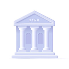 3d digital illustration of a bank or government building in pastel purple colors