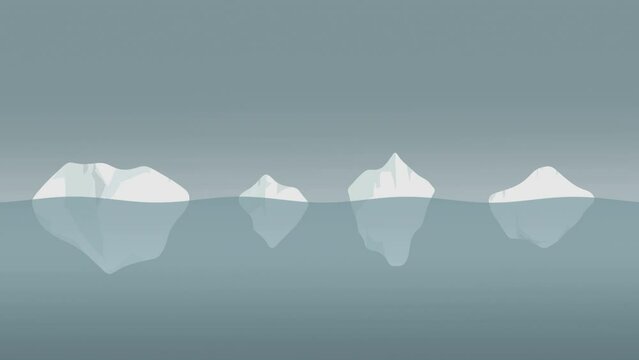 Glaciers start melting, sea levels rising, 4k animation, environmental issues, global warming