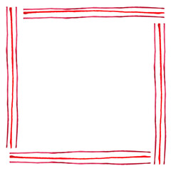 Fototapeta premium Watercolor red frame on a white background