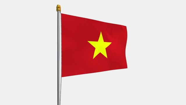 A loop video of the Vietnam flag swaying in the wind from the left perspective.