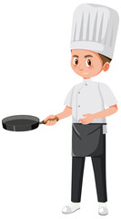Male chef holding frying pan