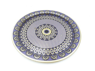 Vintage tin tray with geometric decor - isolated