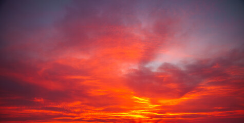 Fantastic colorful sunrise with cloudy sky.