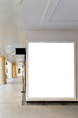 Blank billboard in modern shopping mall