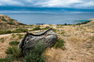 Fototapeta na wymiar Beautiful views of the rocky cliffs to the sea, Tarhankut, Crimea, Russia