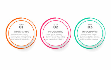 Vector infographic template with 3D paper label, integrated circles. Business concept with 3 options. For content, diagram, flowchart, steps, parts