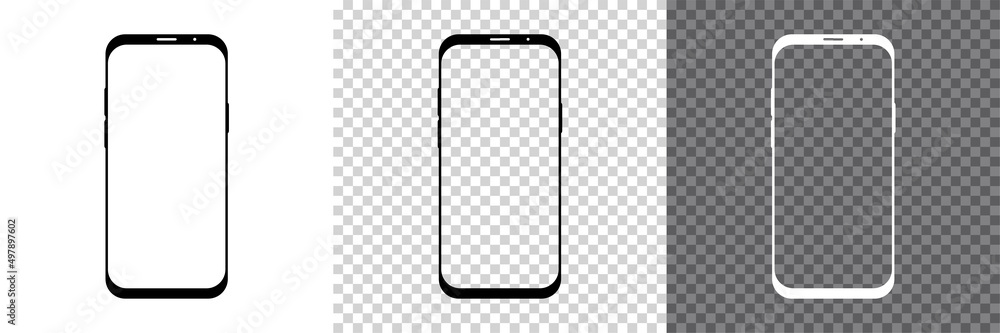 Wall mural smartphone templates set. phone mockup with empty and white screen. vector eps 10