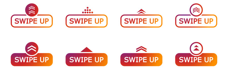 Swipe up icon set. Buttons for social media interface. Scroll, arrow. Vector EPS 10