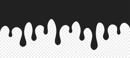 Paint dripping. Dripping ink. Black liquid drop. Melting paint. Vector EPS 10