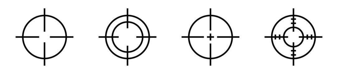 Target aim icon set. Sight sniper target, crosshair symbol. Vector EPS 10 - obrazy, fototapety, plakaty
