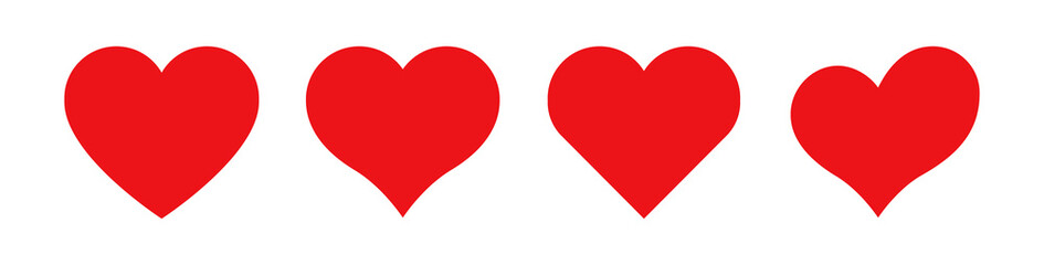 Fototapeta Red heart icon set. Vector illustration obraz