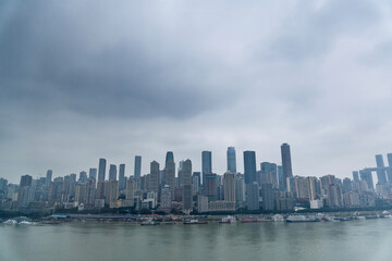Chongqing city in China at cloudy day