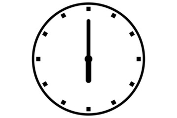 Black clock icon isolated on white background