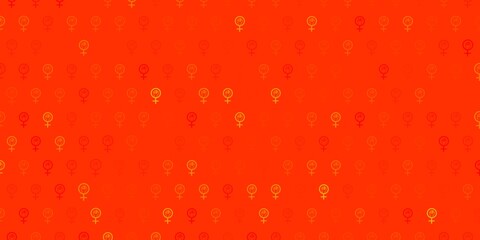 Light Orange vector template with businesswoman signs.