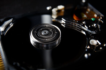 Close up of a hard disk drive