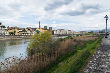 View of Arno River in Florence Italy 