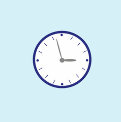 Wall clock icon, timer on blue background. Business hours. Flat design style, template for your project