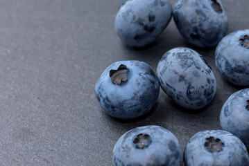 Harvested blueberry fruit (Slate Plate Background)