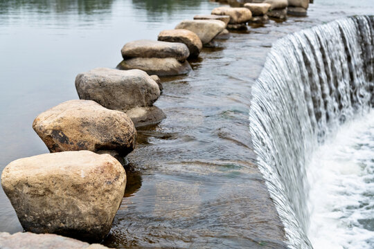 Stone path over a river