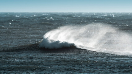 Waves with strong wind after a storm, Patagonia, Argentina.