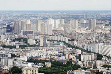 Fototapeta na wymiar Aerial View of Paris, France.Beautiful aerial cityscape of Paris, France seen from Montparnasse skyscraper.