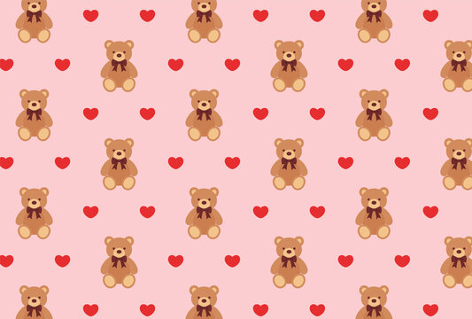 seamless pattern with teddy bears and hearts for banners, cards, flyers, social media wallpapers, etc.