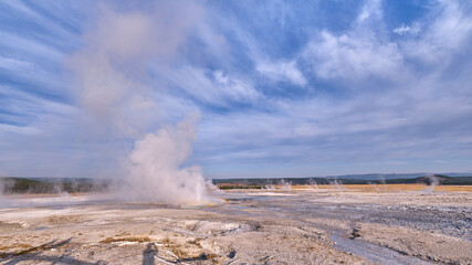 Geyser in Yellowstone. Selective Focus