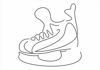 Skates outline icon. Hand drawn doodle outline symbol of figure skating. Vector icon isolated on white background