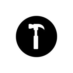 Hammer icon in black round