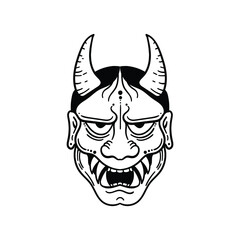 hand drawn devil face doodle illustration for tattoo stickers poster etc