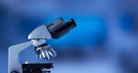 Professional laboratory microscope close up