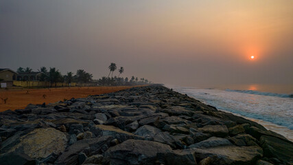 Fototapeta na wymiar Sunrise at Elmina, Cape Coast, Ghana.