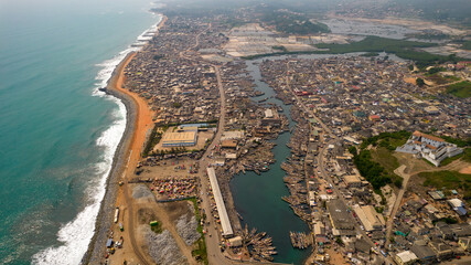 Obraz premium Fishing Village, Elmina, Ghana. January 2022