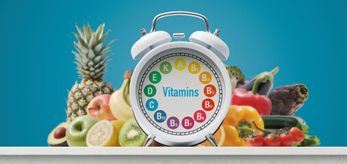 Alarm clock with vitamins and fresh greens