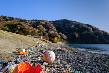 常神半島　神子の海水浴場に漂着する海のゴミ