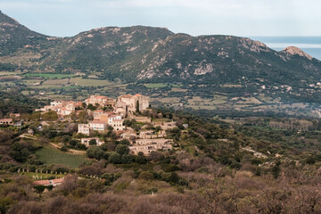 Fototapeta na wymiar Hilltop village of Pigna in the Balagne region of Corsica